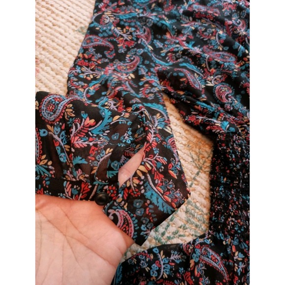 Anthropologie Vanessa Virginia Daytripper Paisley Smocked Waist Dress Sz XS Boho - Picture 13 of 16